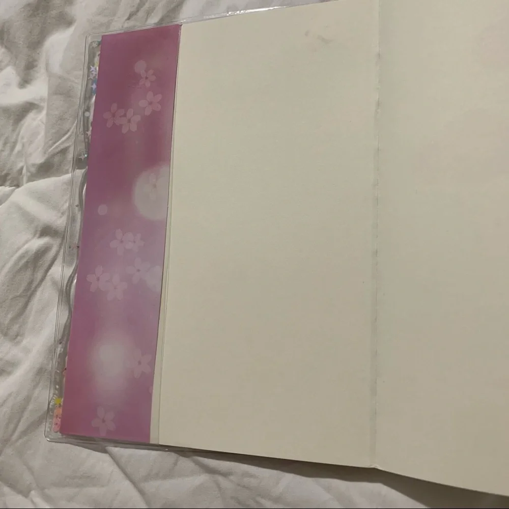 Pink Cherry Blossom Design Small Notebook w/ Water Gel Front Cover with Sequins